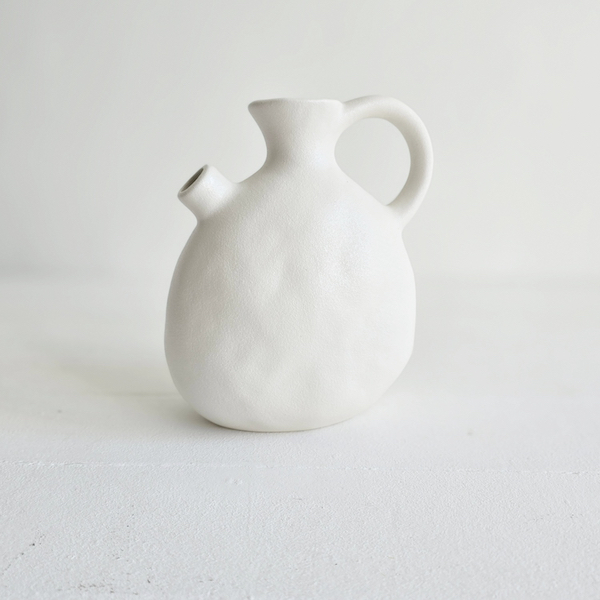 Wabi Sabi Two Mouth Handle Budvase - White
